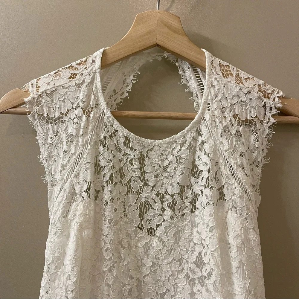 Lulu’s Truly Elegant White Eyelash Lace Backless Bodycon Mini Dress size medium